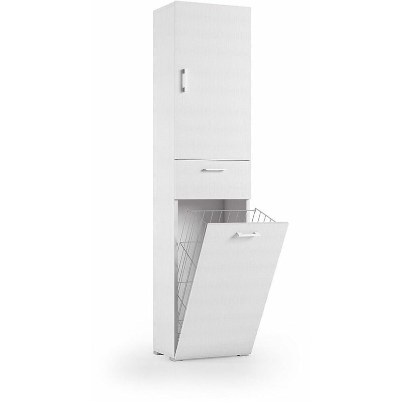 Kiamami Valentina - Colonne Utilitaire Blanche Peu Encombrante Avec Panier à Linge