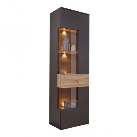 Colonne vitrine 1 porte ouverture droite - MARBELLA - Gris anthracite