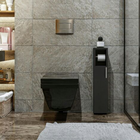 Colonne WC anthracite 1 porte et dérouleur papier MARFA