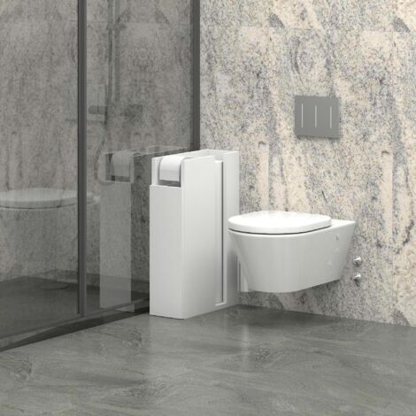 Colonne WC blanche porte, niche et dérouleur papier MARFA