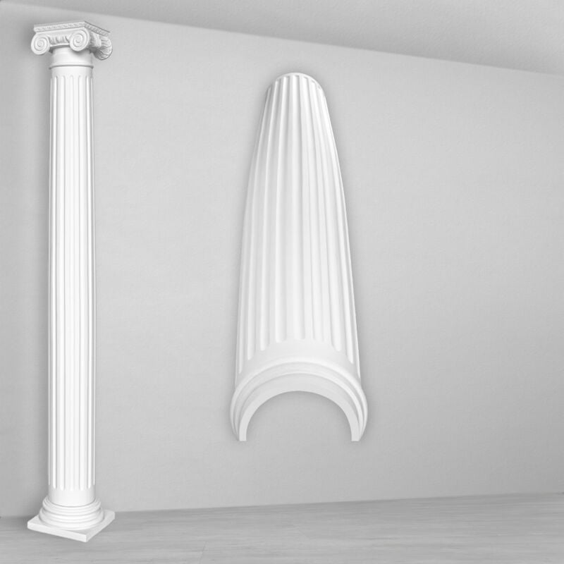 Colonnes et demi-colonnes rondes cannelées stucco sélection 152mm N3215: Demi-colonne, Shank