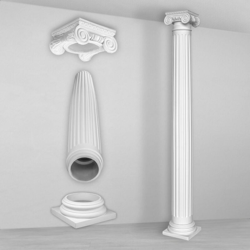 Colonnes et demi-colonnes rondes cannelées stucco sélection 152mm N3215: Colonne complète, Ensemble complet