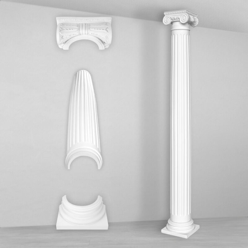 Colonnes et demi-colonnes rondes cannelées stucco sélection 152mm N3215: Demi-colonne, Ensemble complet