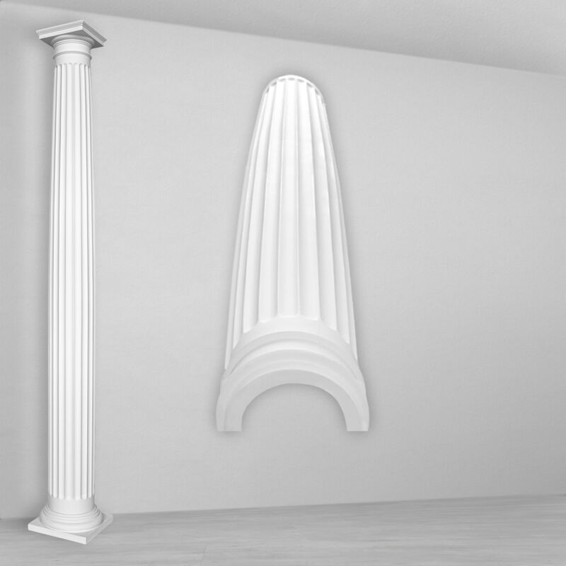 Colonnes et demi-colonnes rondes cannelées stucco sélection 203mm N3120: Demi-colonne, Shank