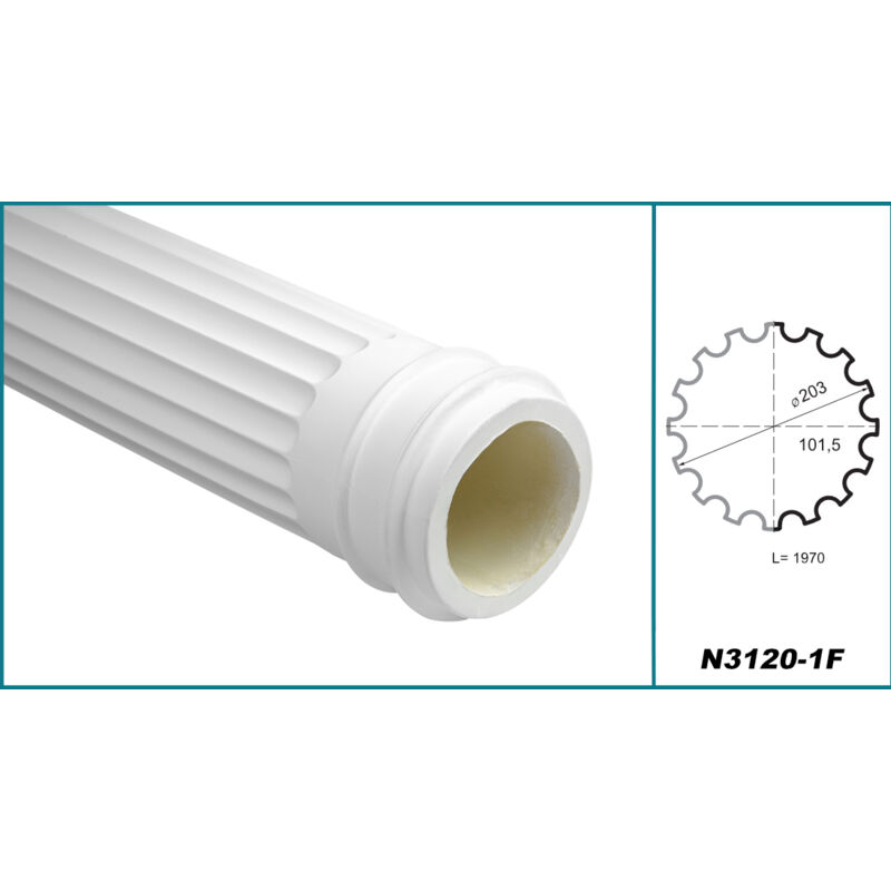 Colonnes et demi-colonnes rondes cannelées stucco sélection 203mm N3120: Colonne complète, Base