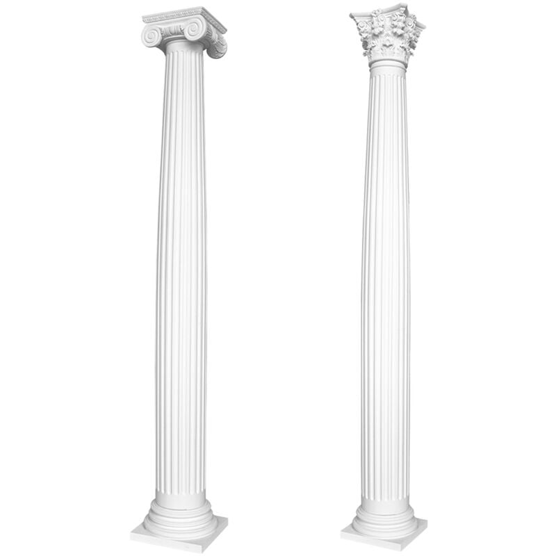 Colonnes et demi-colonnes rondes cannelées stucco sélection 203mm N3220: Demi-colonne, Shank