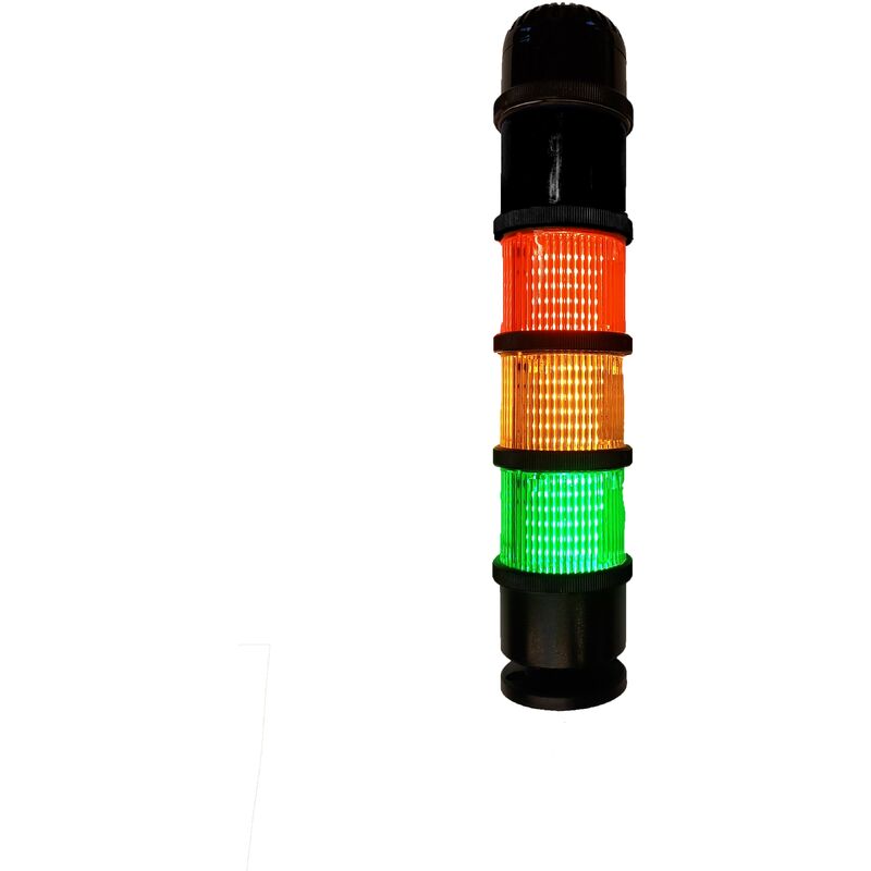 Rs Pro - Colonnes lumineuses pré-configurées à led Feu Effets lumineux multiples, Rouge / Vert / Ambre avec Buzzer, 24 v ( Prix pour 1 )