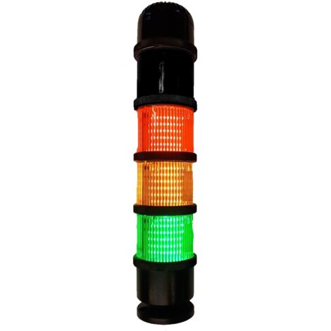 Colonnes lumineuses pré-configurées à LED Feu Effets lumineux multiples, Rouge / Vert / Ambre avec Buzzer, 24 V ( Prix pour 1 )