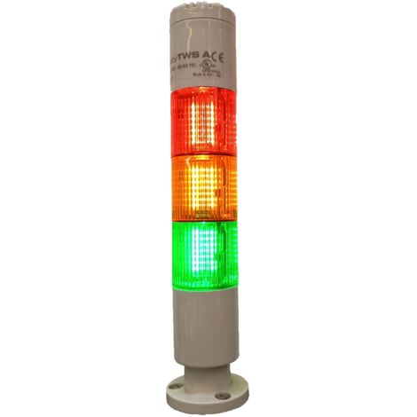 Colonnes lumineuses pré-configurées à LED Feu Fixe, Rouge / Vert / Ambre avec Buzzer, 24 V (c.a./c.c.) ( Prix pour 1 )