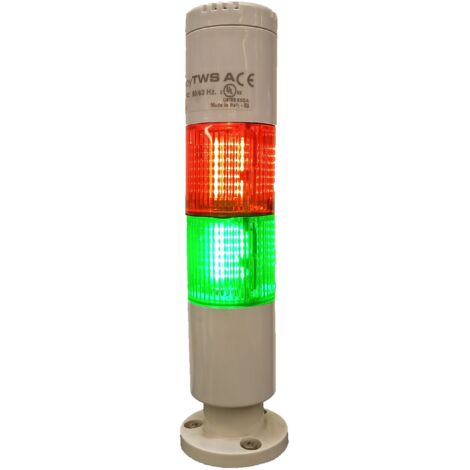 Colonnes lumineuses pré-configurées à LED Feu Fixe, Rouge / Vert avec Buzzer, 24 V (c.a./c.c.) ( Prix pour 1 )