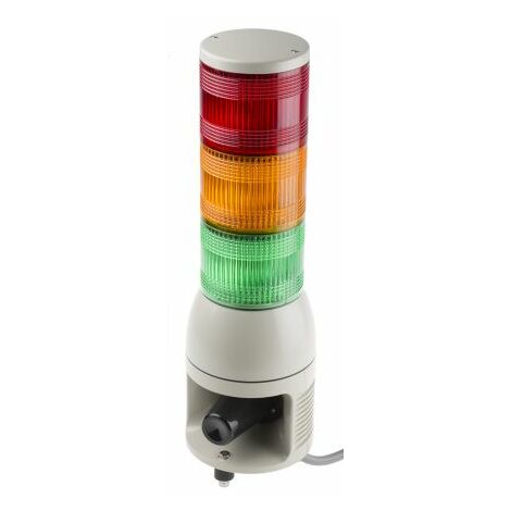 Colonnes lumineuses pré-configurées à LED Feu Flash, Fixe, Rouge / Vert / Ambre avec Sirène, série Harmony XVC1, 24 V ( Prix pour 1 )
