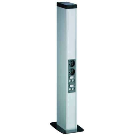 Colonnette officea h 650mm double face alu (ELN) anodisé naturel - HAGER DAP245650ELN