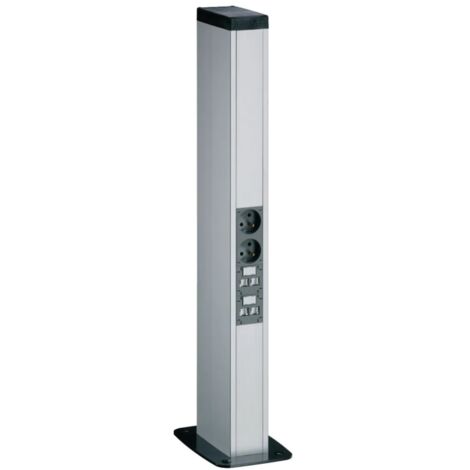 Colonnette officea h 650mm simple face alu (ELN) anodisé naturel - HAGER DAP45650ELN