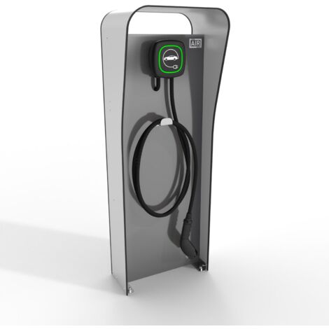 Colonnina Copertura per Stazioni di Carica Auto Elettriche 47x131x31 cm in Alluminio Wallbox Stand Bianco/Silver