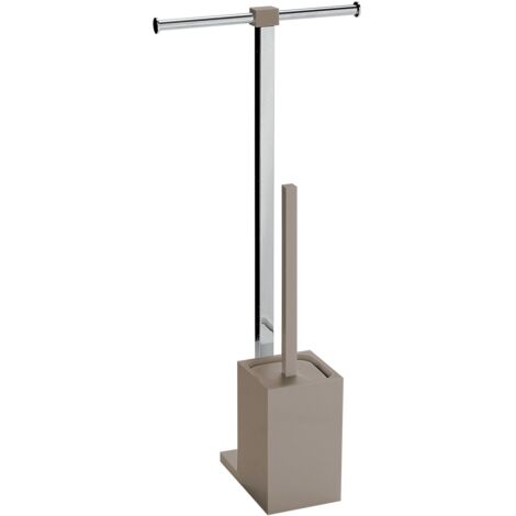 Colonnina portarotolo e scopino WC acciaio inox e resine termoplastiche serie Rainbow Gedy RA32 Tortora Chiaro