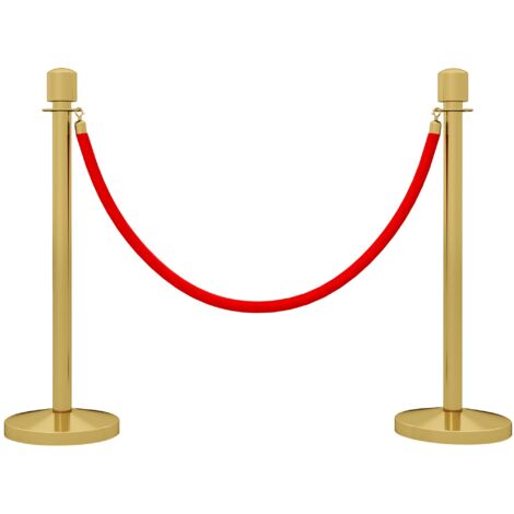 Colonnine Segnapercorso con Corda Vellutata Base Riempibile in Acciaio Inox Ø32x96 cm Oro