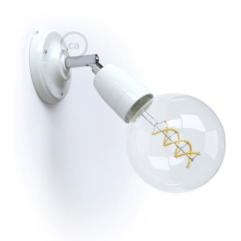 

Color 90°, lámpara de pared o techo de porcelana orientable | Con bombilla - Blanco - Blanco