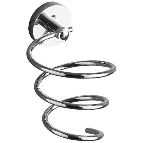 (Color acero inoxidable) Soporte de pared para secador de pelo, soporte para secador de pelo de acero inoxidable, soporte para cable de baño cromado