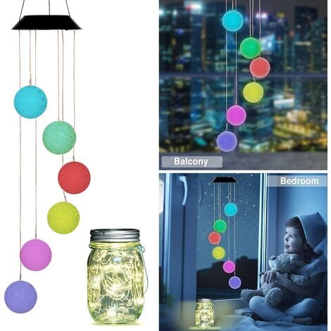 Color Changing Solar Crystal Ball Moving Wind Chimes Outdoor Decor