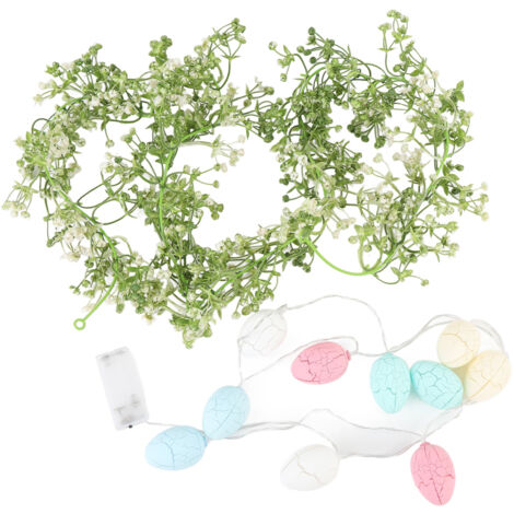 Color Egg Garland Decor Glowing Eggs Floral Vine String for Fireplace Mantel Staircase Door Window Decoration