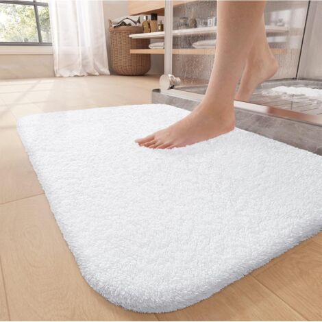 Color G Bath Mat 40 x 60 cm, Non-Slip Absorbent Bathroom Mat, Bathroom Mat, Soft Shower Mat, Machine Washable Microfiber for Bathroom, Toilet (White) Grey‾⼼牴