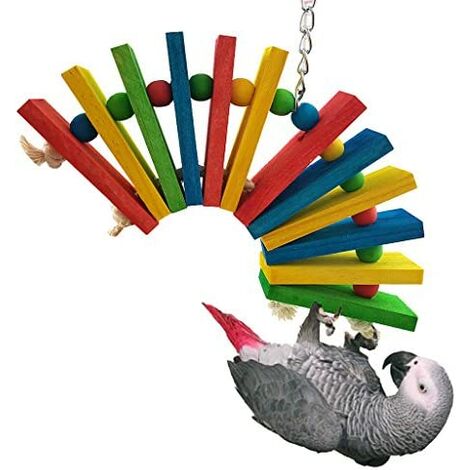 Color wooden bird toy African grey parrot cage chew toy