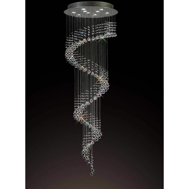 09diyas - Colorado Multi-Spiral 9-Light Pendant Polished Chrome / Crystal