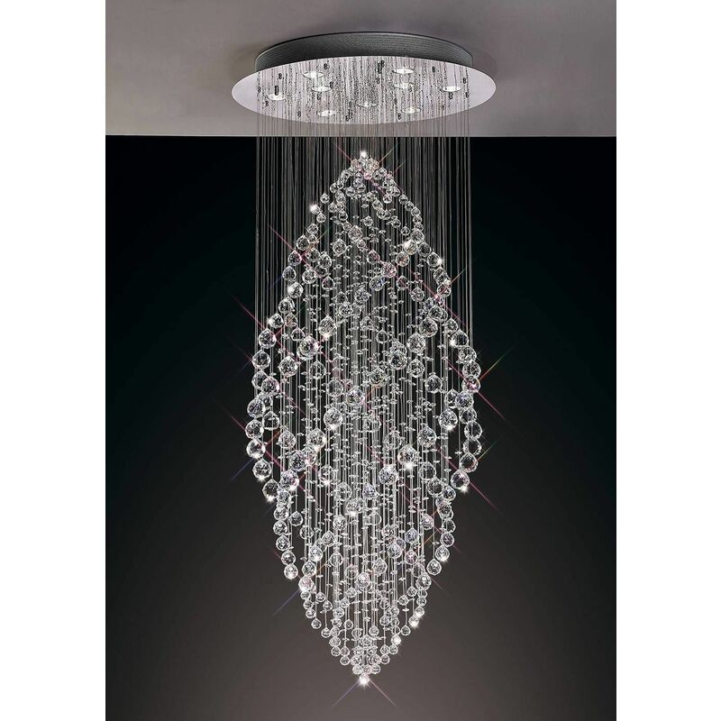 09diyas - Colorado oval pendant light 9 bulbs polished chrome / crystal