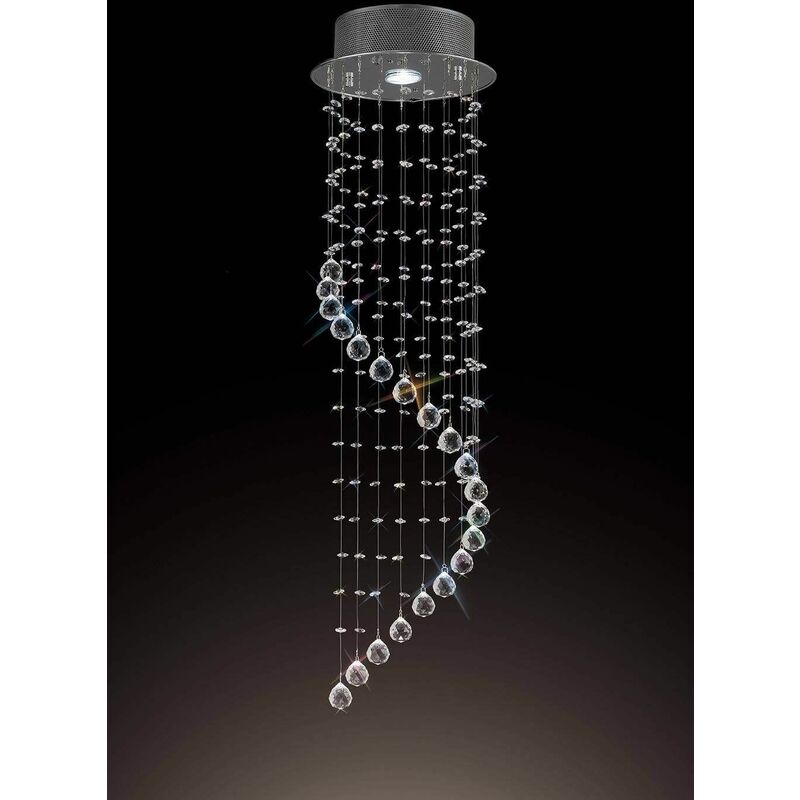 Colorado Single-Spiral Pendant Light 1 Bulb polished chrome / crystal