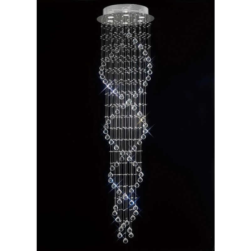 09diyas - Colorado Spiral Ceiling Light 6 Bulbs Polished Chrome / Crystal