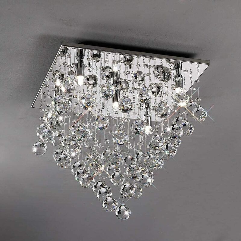 Colorado square ceiling light 5 lights polished chrome / crystal