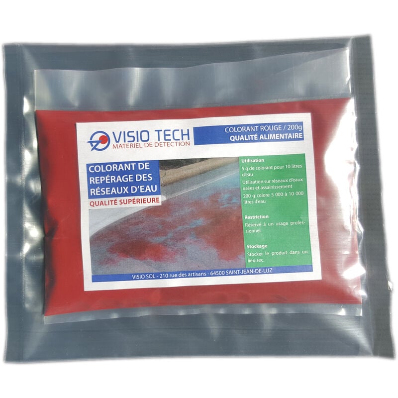 Visio Tech - Colorant de repérage rouge, 200 g - Colorant E124 soluble dans l'eau en sachet