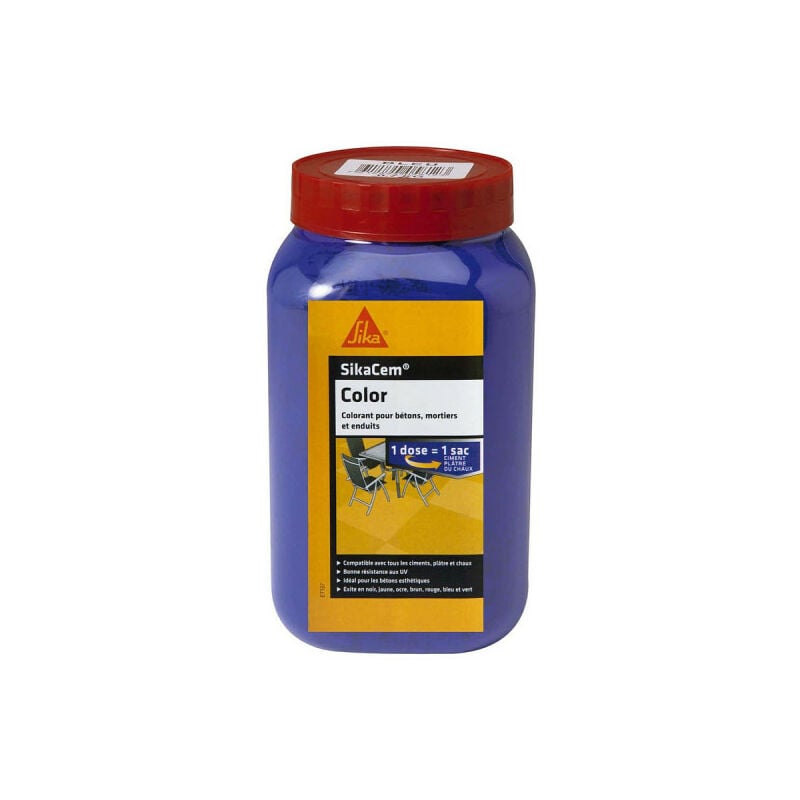 Colorant en poudre pour ciment, chaux et plâtre Sika Sika Cem Color - Bleu - 700g