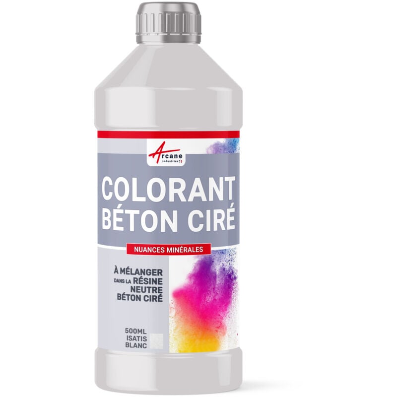 Arcane Industries - Colorant pour Béton ciré gamme nuances minérales décoration colorant pour béton ciré - 500 ml Isatis Blanc