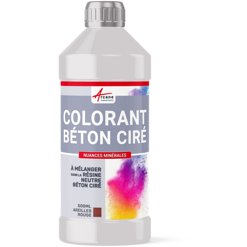 Arcane Industries - Colorant pour Béton ciré gamme nuances minérales décoration colorant pour béton ciré - 500 ml Airelles Rouge
