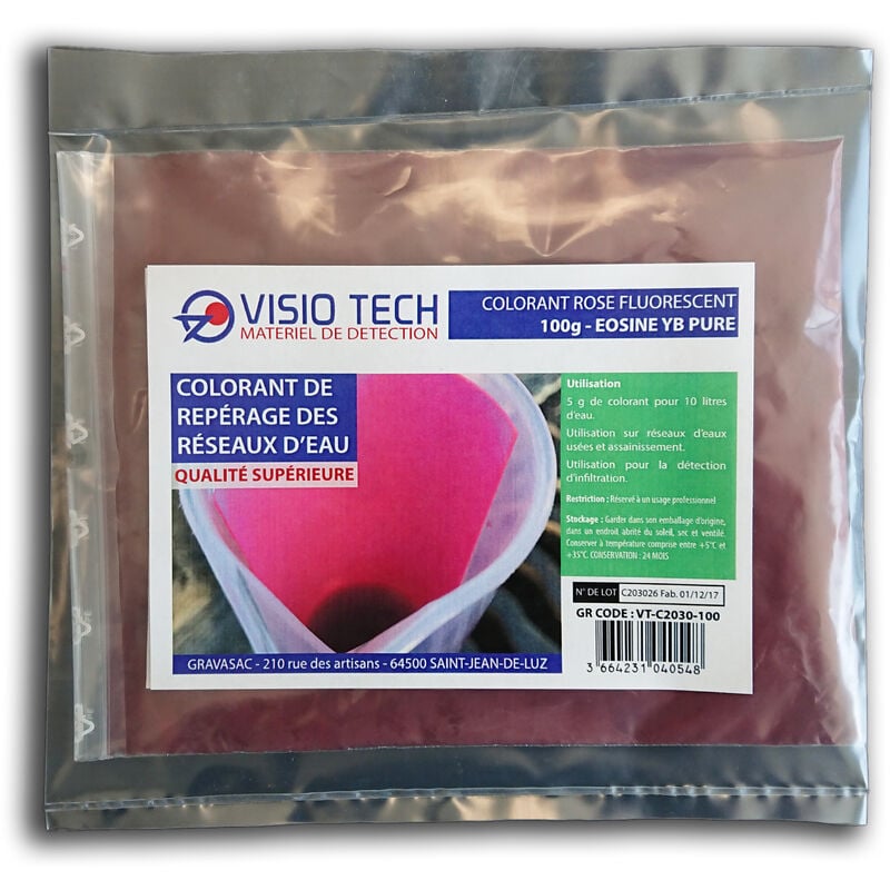 Visio Tech - Colorant Traceur Rose Fluo, 100g - Eosine yb pure en poudre