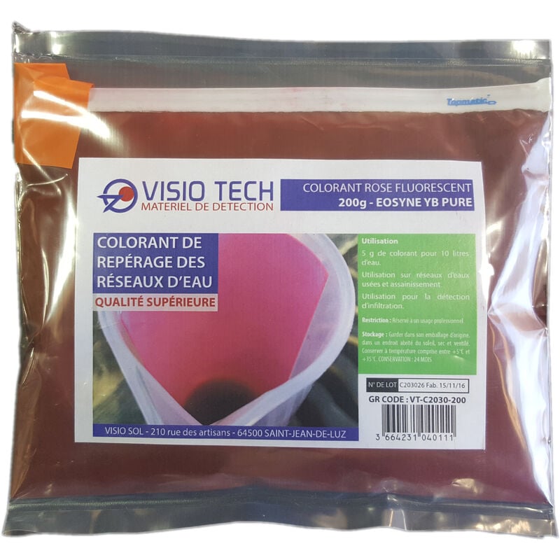 Visio Tech - Colorant Traceur Rose Fluo, 200g - Eosine yb pure en poudre