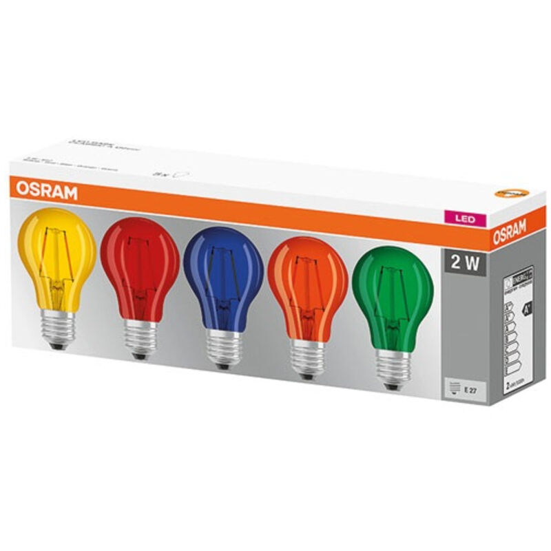 Colorbox LED Estándar 1.6W E27 Vidrio Decorado X 5 En Caja - Osram