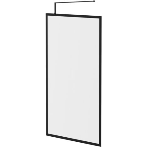Colore 8mm Clear Glass Matt Black 1850mm x 1100mm Fully Framed Walk In Shower Screen including Wall Channel and Support Bar