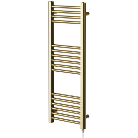 Colore Brushed Brass 1000mm x 400mm Straight Electric Heated Towel Rail