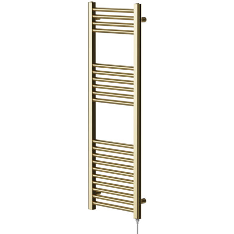 Colore Brushed Brass 1200mm x 400mm Straight Electric Heated Towel Rail