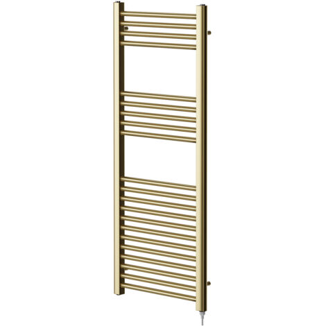 Colore Brushed Brass 1200mm x 500mm Straight Electric Heated Towel Rail