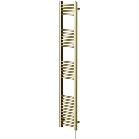 Colore Brushed Brass 1600mm x 300mm Straight Electric Heated Towel Rail