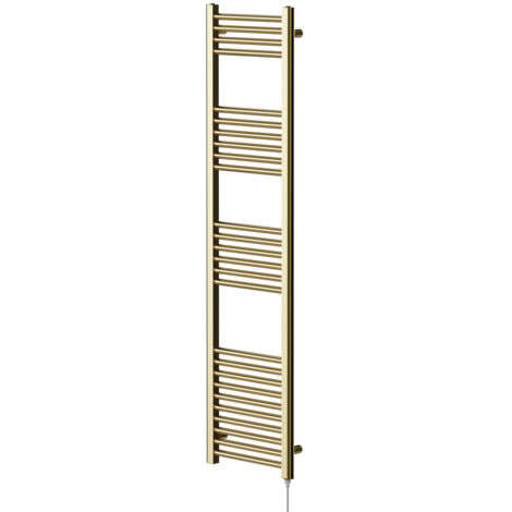 Colore Brushed Brass 1600mm x 400mm Straight Electric Heated Towel Rail