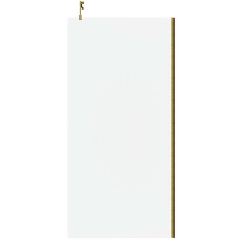 8mm Clear Glass Brushed Brass 1850mm x 900mm Walk In Shower Screen including Wall Channel and Support Bar - Colore