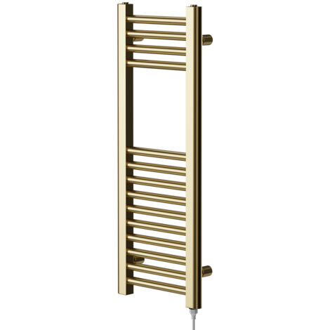 Colore Brushed Brass 800mm x 300mm Straight Electric Heated Towel Rail