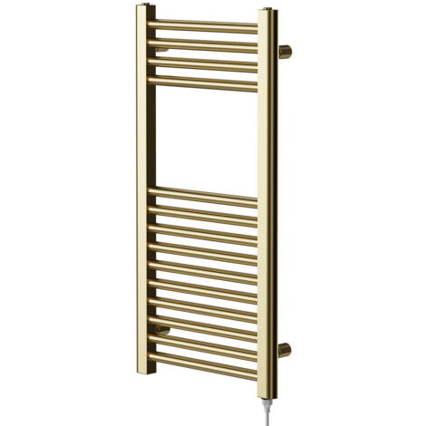 Colore Brushed Brass 800mm x 400mm Straight Electric Heated Towel Rail