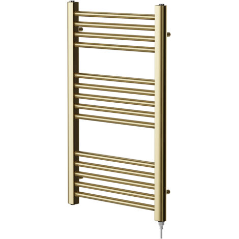 Colore Brushed Brass 800mm x 500mm Straight Electric Heated Towel Rail