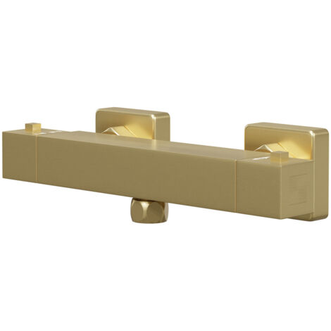 Colore Brushed Brass Square Thermostatic Bar Shower Valve