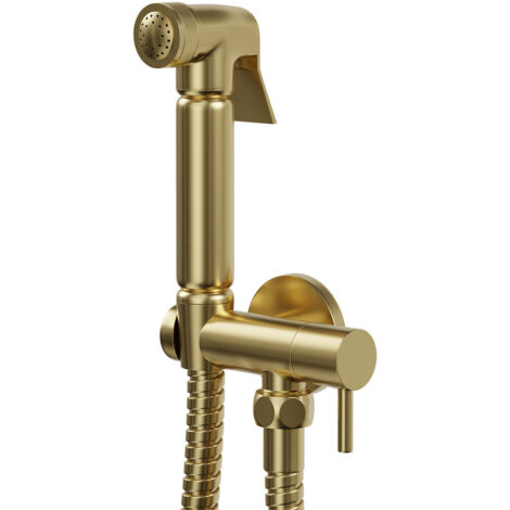 Colore Brushed Brass Wall Mounted Douche Shower Spray with Shut Off Valve